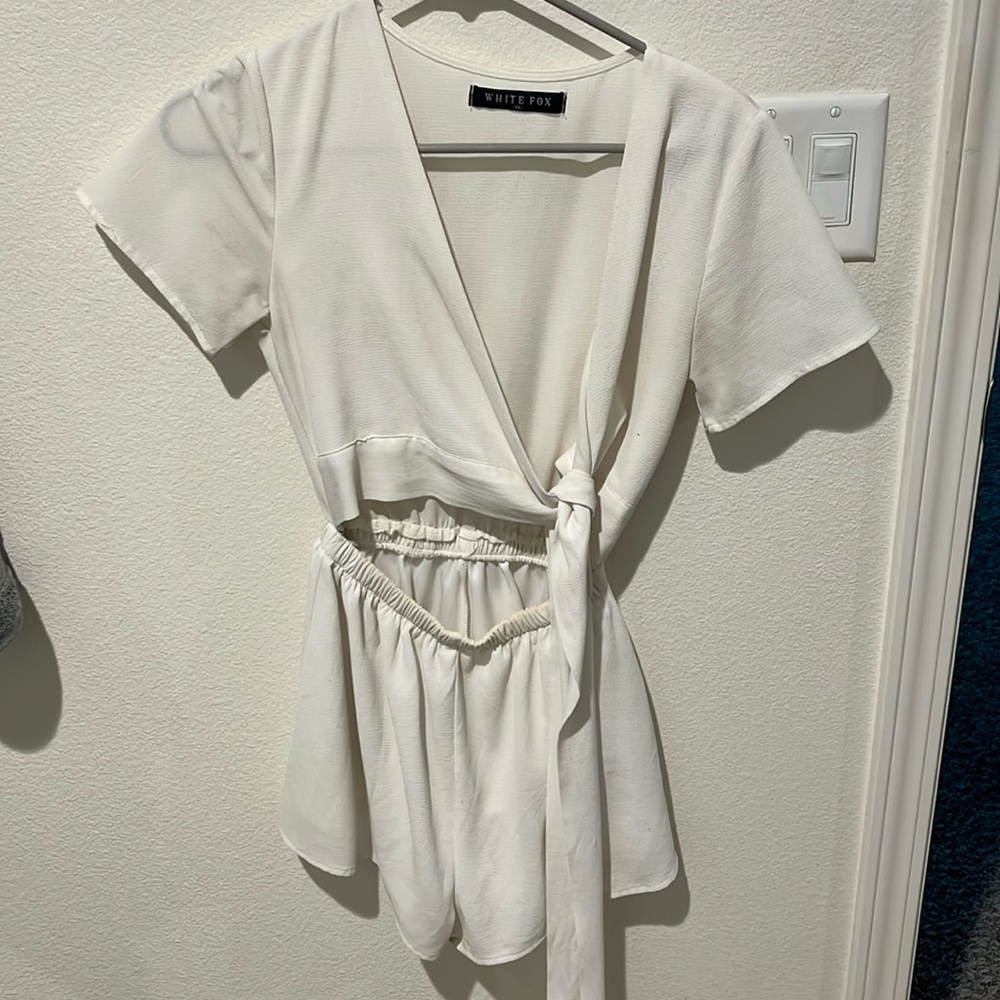 Whitefox Boutique Tie Front White Romper